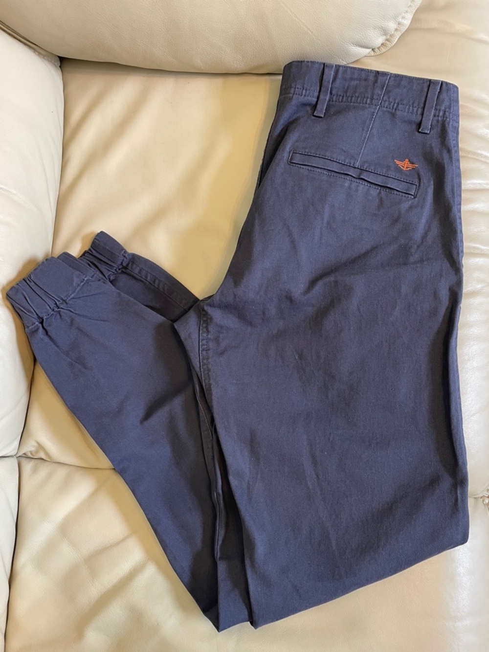 Dockers Carbon Blue Cotton Joggers with Orange Accent